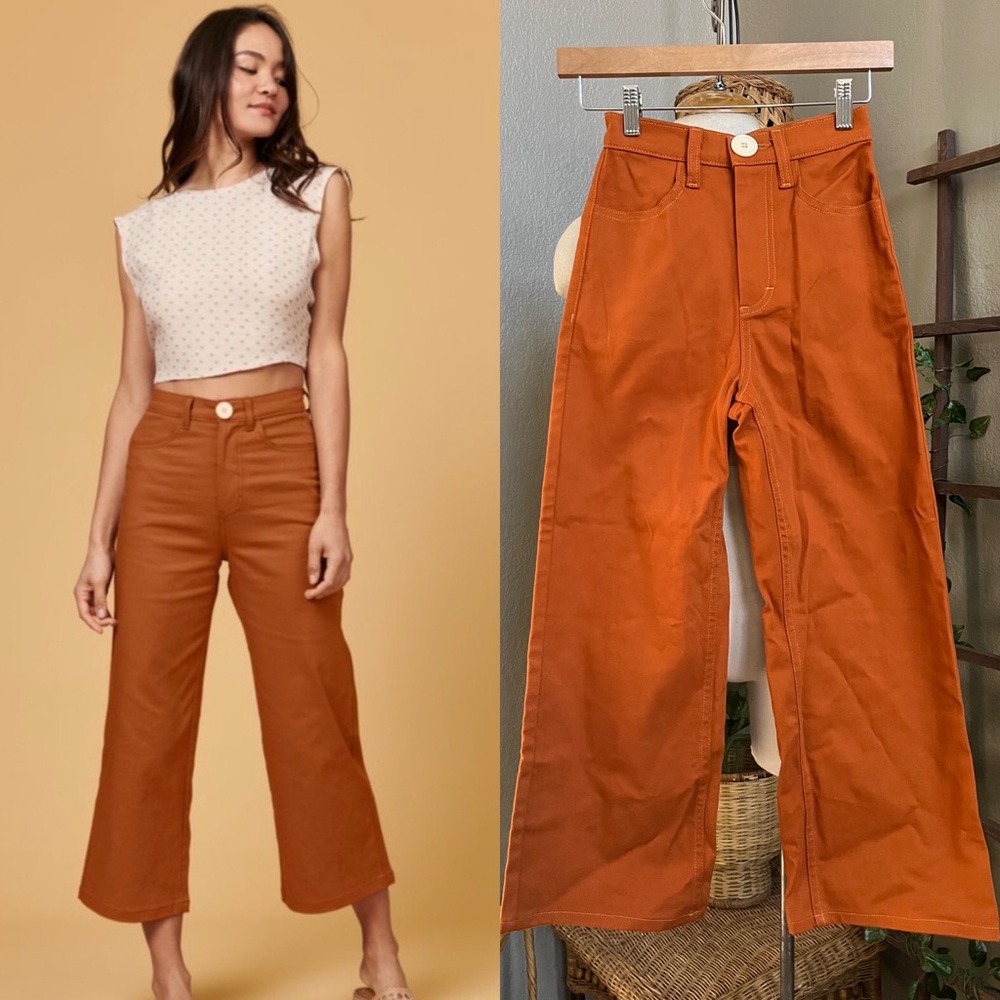 ☑️WHIMSY & ROW Flora Wide Leg Crop Pants Sz 24